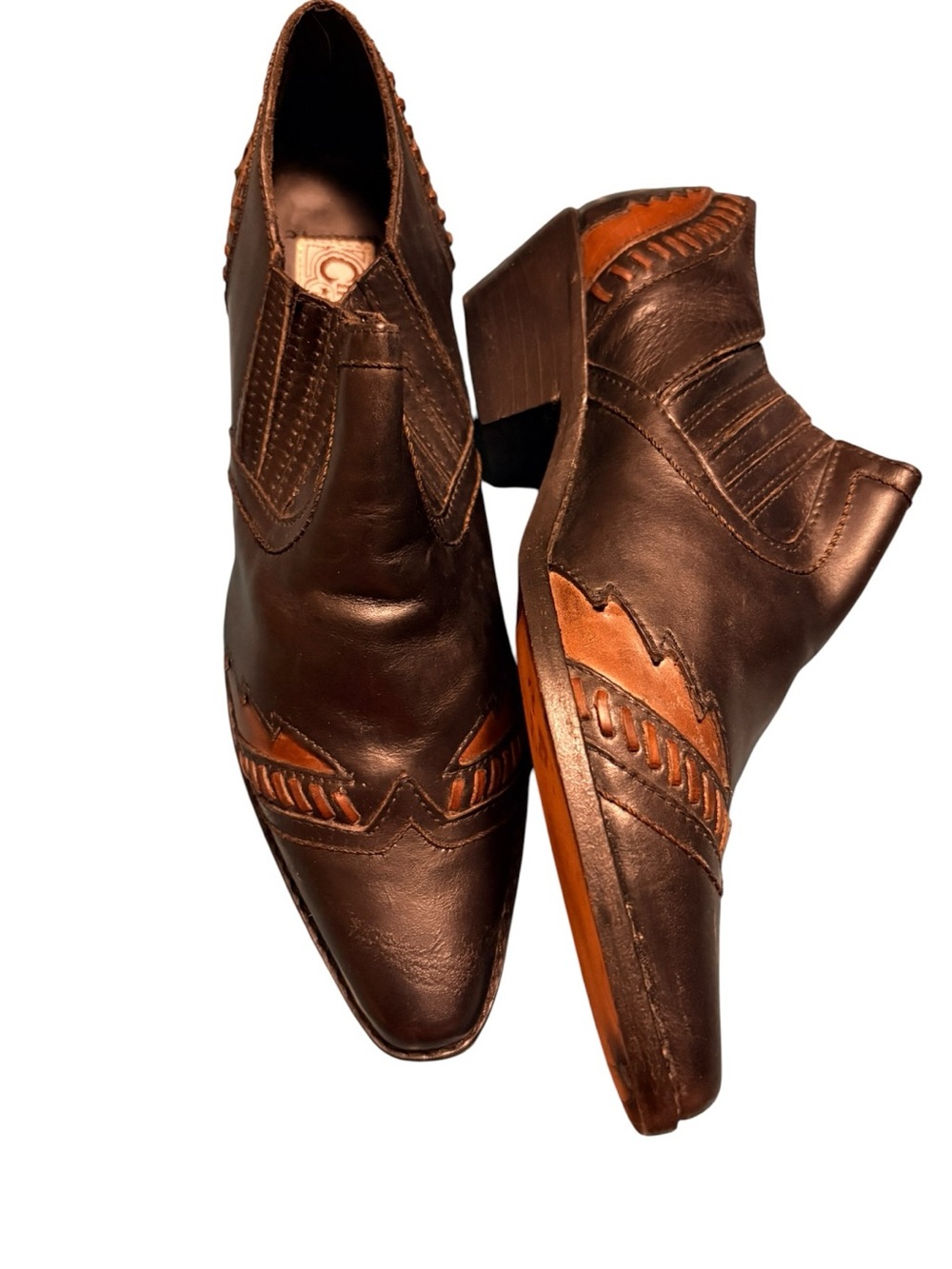 Western Ankle Boots Size 7M Circle S Brown Leather Cowboy Booties